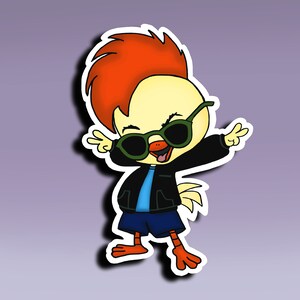 Decal - Cool 50s Little Chicken; Cool Little Chicken Car Decal; Waterproof Cool Little Chicken Decal; Cool Little Chicken Computer Decal