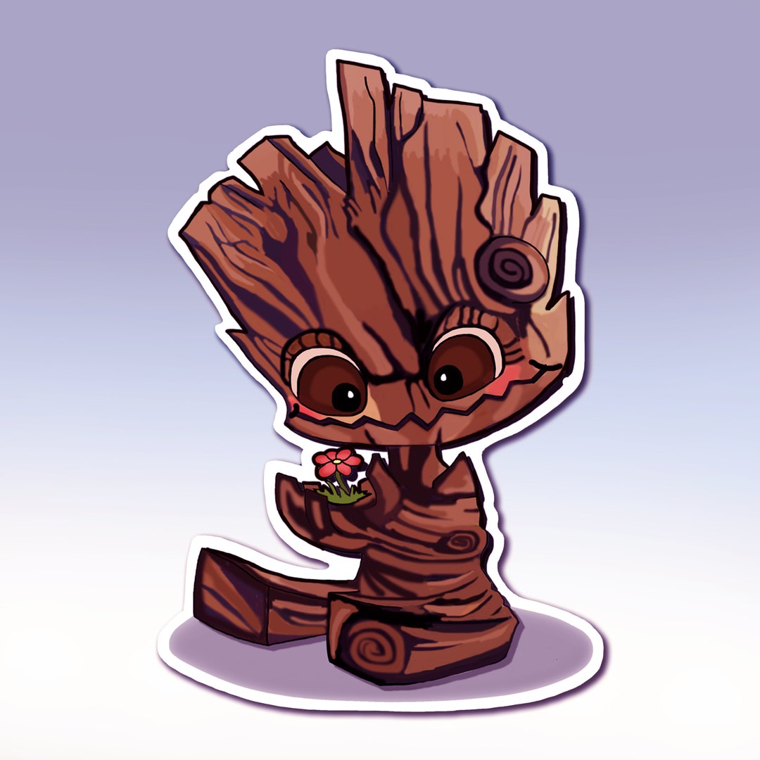 Baby Groot Sticker I Am Groot Sticker Groot Loves Flower Etsy