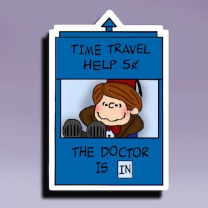 Sticker - Tijdreizen - The Doctor is In; Sticker Dr. Who Peanut Mashup; Dr. Who mashup-sticker;