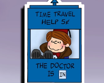 Sticker - Zeitreise - The Doctor is In; Dr. Who Erdnuss Mashup Aufkleber; Dr. Who Sticker;