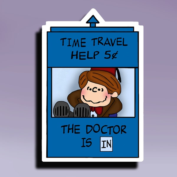 Sticker - Time Travel - The Doctor is In; Dr. Who Peanut Mashup Sticker; Dr. Who Mashup Sticker;