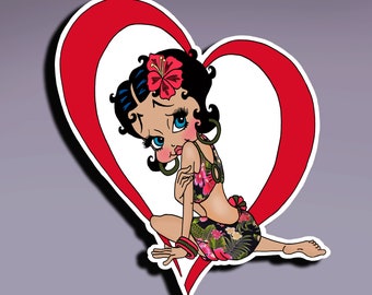 Decal - Betty Boop in a Heart; Betty on the Beach Decal; Betty Boop in a Hear Decal; Pop Culture Decal