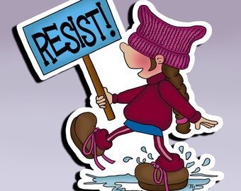 Adesivo "Resisti"; Adesivo "Emancipazione femminile"; Adesivo "Madri in protesta"; Adesivo "Continua a marciare"