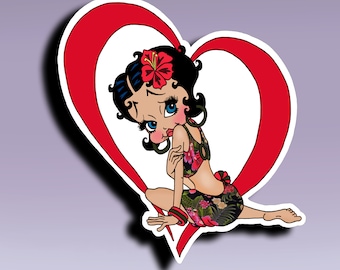 Sticker - Love the Boopster; Retro Sticker; Cartoon Character Sticker; On the Beach Sticker