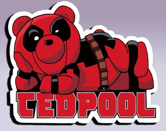 Aufkleber - Tedpool; Ted and Deadpool Mashup Aufkleber; Mashup Aufkleber; Deadpool Sticker