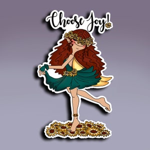 Sticker - Wähle Freude!; Joy Aufkleber; Fee Aufkleber; Süßer Elfen-Aufkleber;