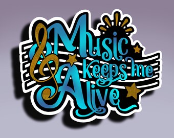 Adesivo - La musica mi tiene in vita; Adesivo La musica mi tiene in vita; Adesivo Amanti della musica; Adesivo Apprezzamento della musica; Adesivo Amore per la musica