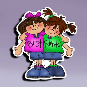 Sticker Best Friends Best Friends Sticker Besties Sticker BFF Sticker: Personalized Best Friends Sticker Hugging Friends Sticker image 1