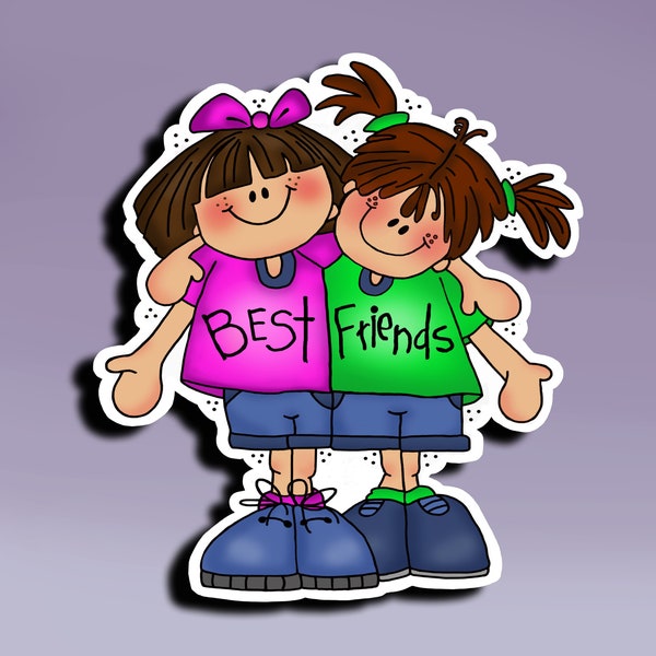 Sticker - Best Friends; Best Friends Sticker; Besties Sticker; BFF Sticker: Personalized Best Friends Sticker; Hugging Friends Sticker
