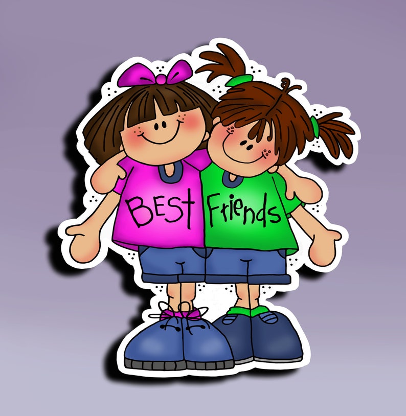 Sticker Best Friends Best Friends Sticker Besties Sticker BFF Sticker: Personalized Best Friends Sticker Hugging Friends Sticker image 1