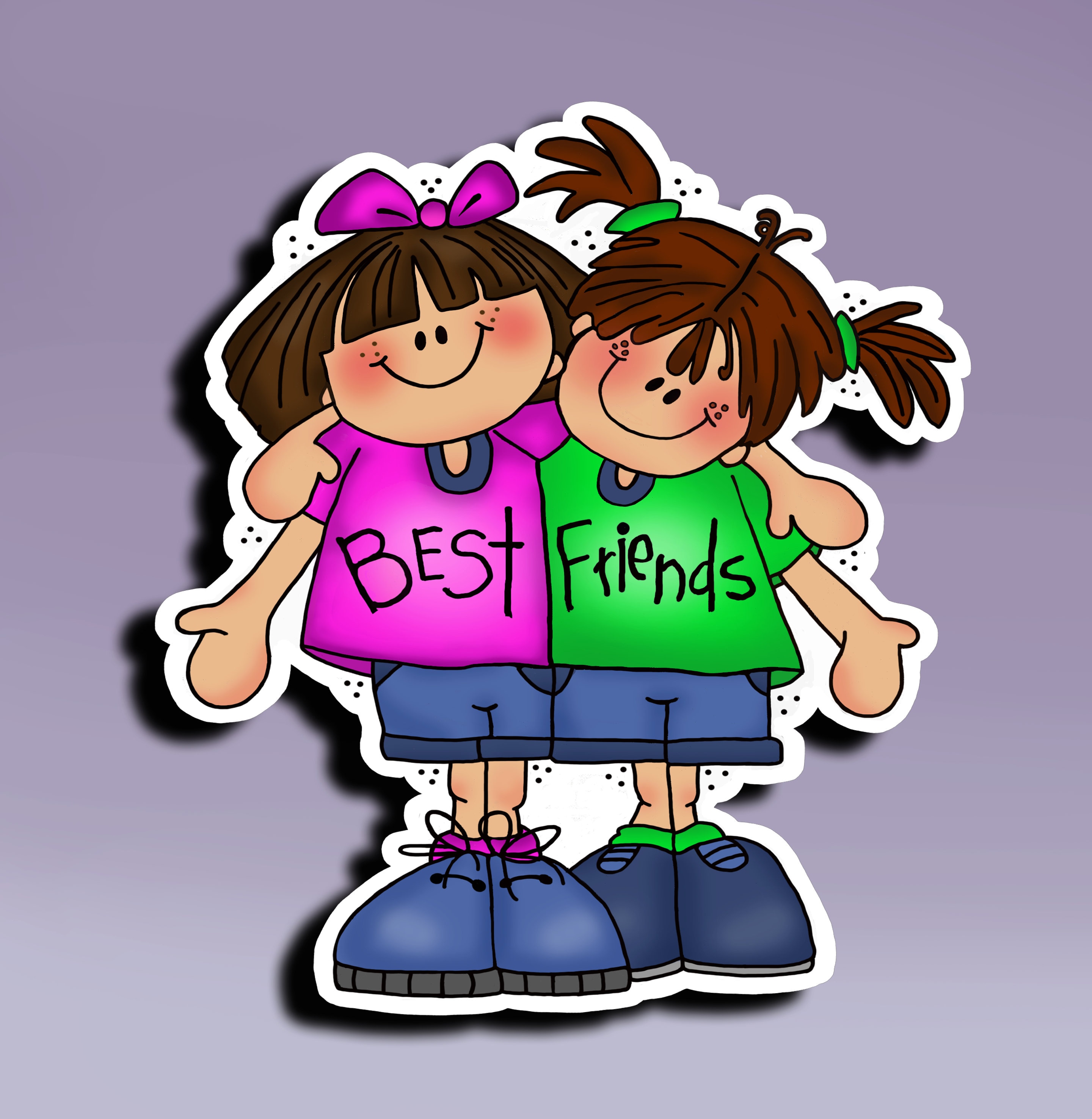 Sticker - Best Friends; Best Friends Sticker; Besties Sticker; BFF Sticker: Personalized Best Friends Sticker; Hugging Friends Sticker