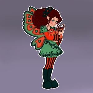 Pegatina - Hada con Bebé Dragón; Bebé Dragón con pegatina de hadas; Pegatina de fantasía; Pegatina de hadas; Linda pegatina