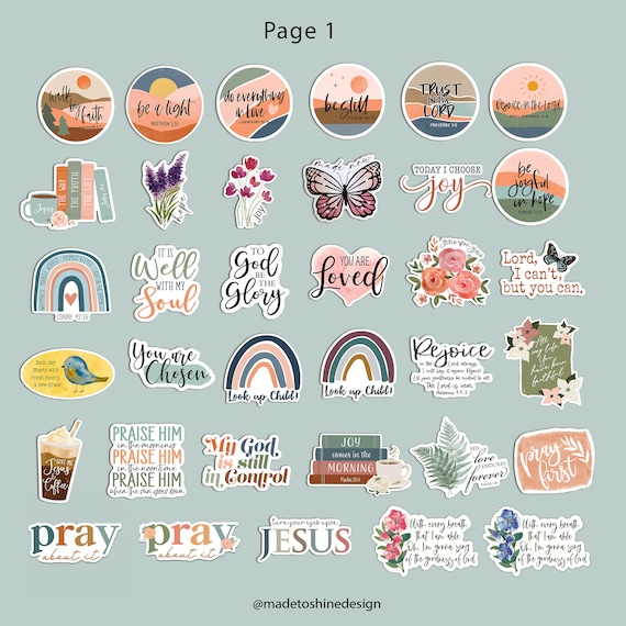 Bundle Of 5 Christian Waterproof Stickers, Pack Of Five, Faith Bundle  Stickers, Bible Sticker Pack, All Occasion Waterproof Stickers