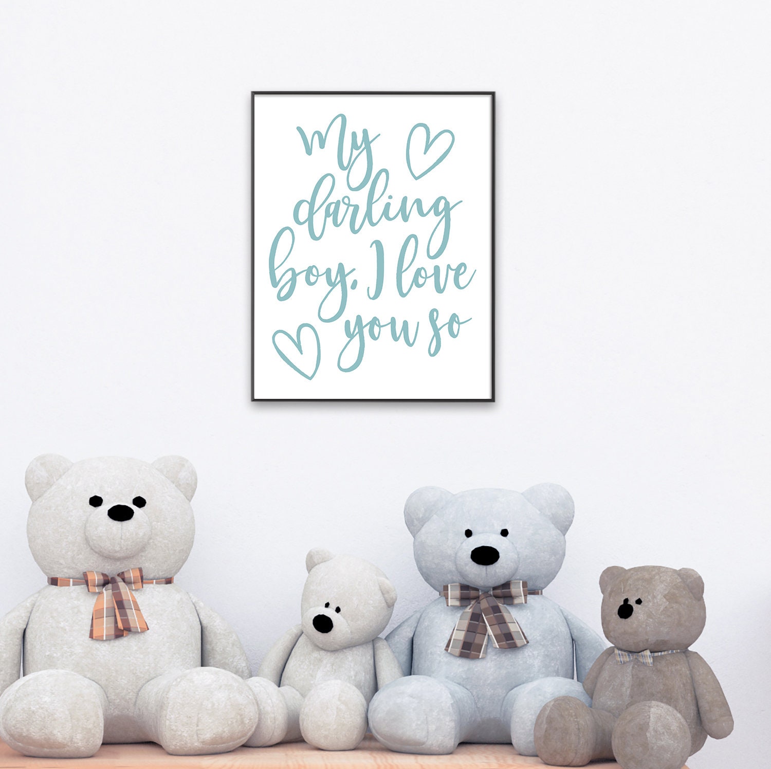 My Darling Boy I Love You So Blue/Green Hue Text Hearts Etsy