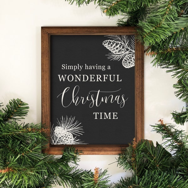 Simply Having A Wonderful Christmas Time Wood Sign, Christmas Wall And Shelf Decor, Walnut Framed Canvas Sign, 8x10 Wood Sign, Color Options