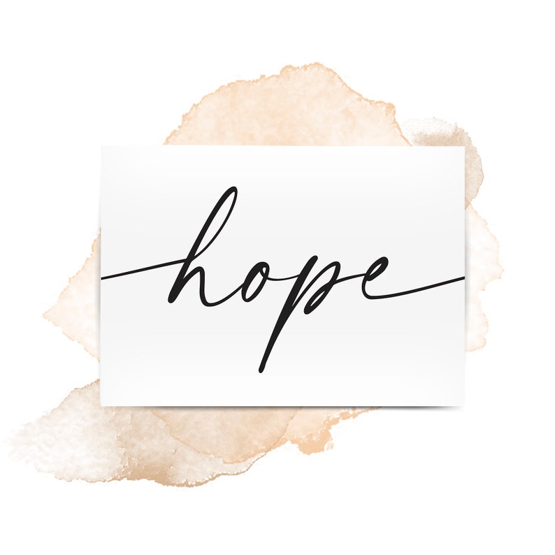 Hope Word Art Print, Hope Cursive Script Font Wall Art, Inspirational Home Decor, Instant Download Print image 1