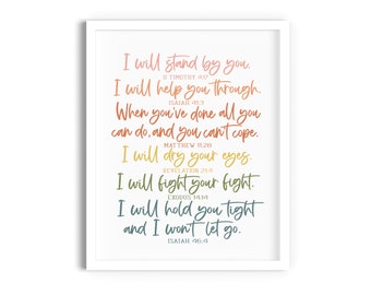 I Won&#39;t Let Go Lyrics, Scripture Reference Printable, Inspirational Word Art, I Will Stand By You Song Printable, Digital Download