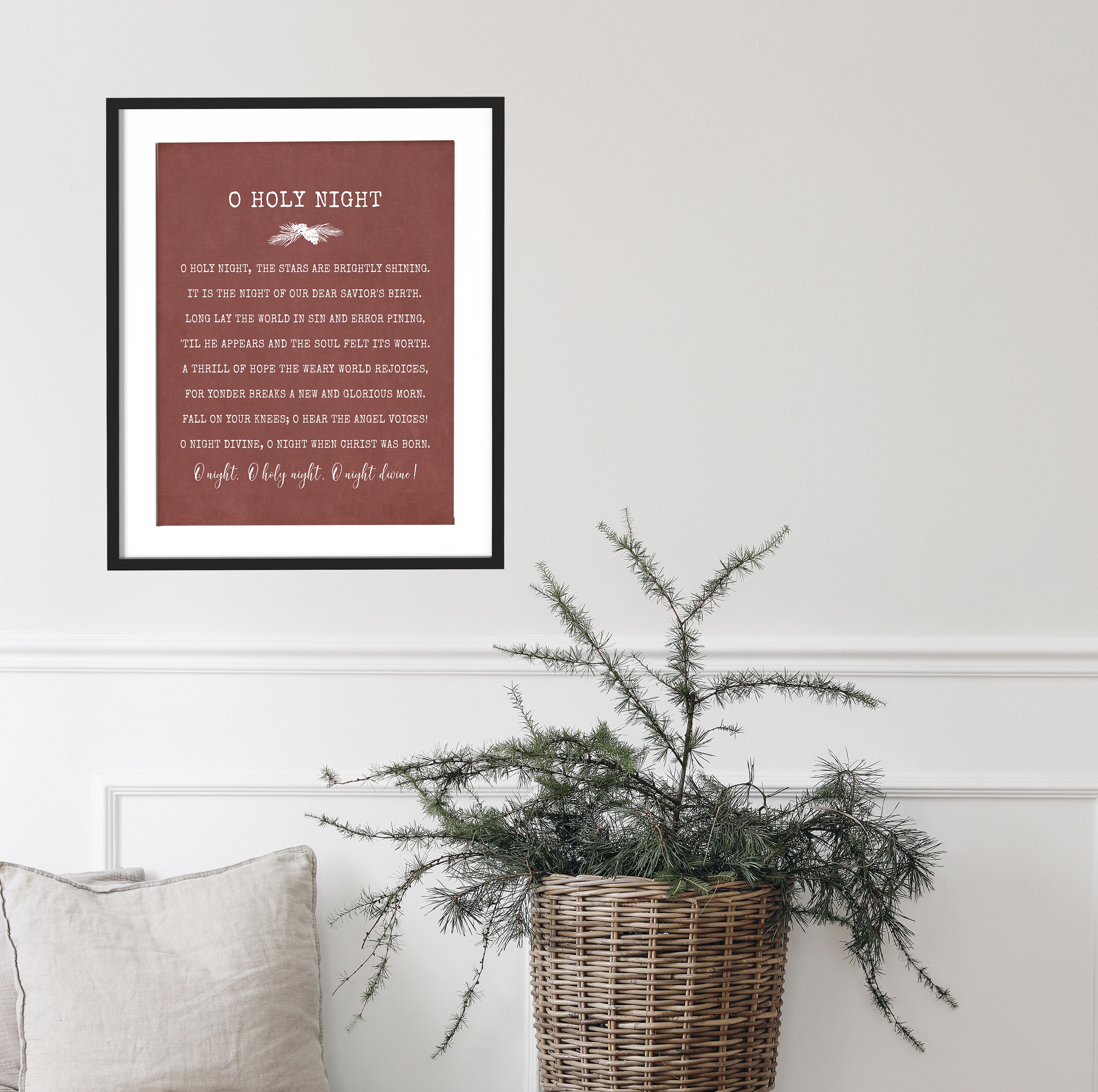 O Holy Night Lyrics, Christmas Carol, PRINTABLE Art, Christmas Lyrics, 8x10  Wall Sign, Digital DOWNLOAD Print PDF