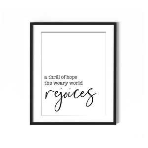 A Thrill Of Hope The Weary World Rejoices Printable, Christmas Printable, Christmas Carol, Oh Holy Night, Instant Download