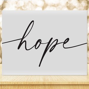 Hope Word Art Print, Hope Cursive Script Font Wall Art, Inspirational Home Decor, Instant Download Print image 3