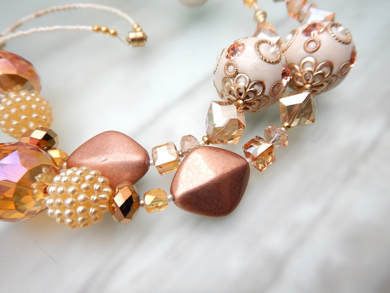 and Gold Beaded Breakaway Lanyard Chunky Peaches and Cream: Peach Cream Key Lanyard Magnetic ID Badge