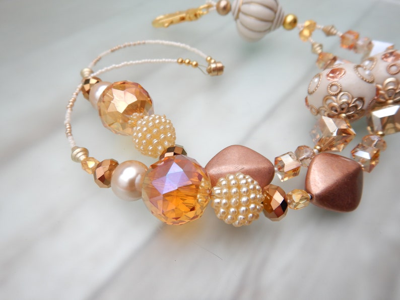 and Gold Beaded Breakaway Lanyard Chunky Peaches and Cream: Peach Cream Key Lanyard Magnetic ID Badge