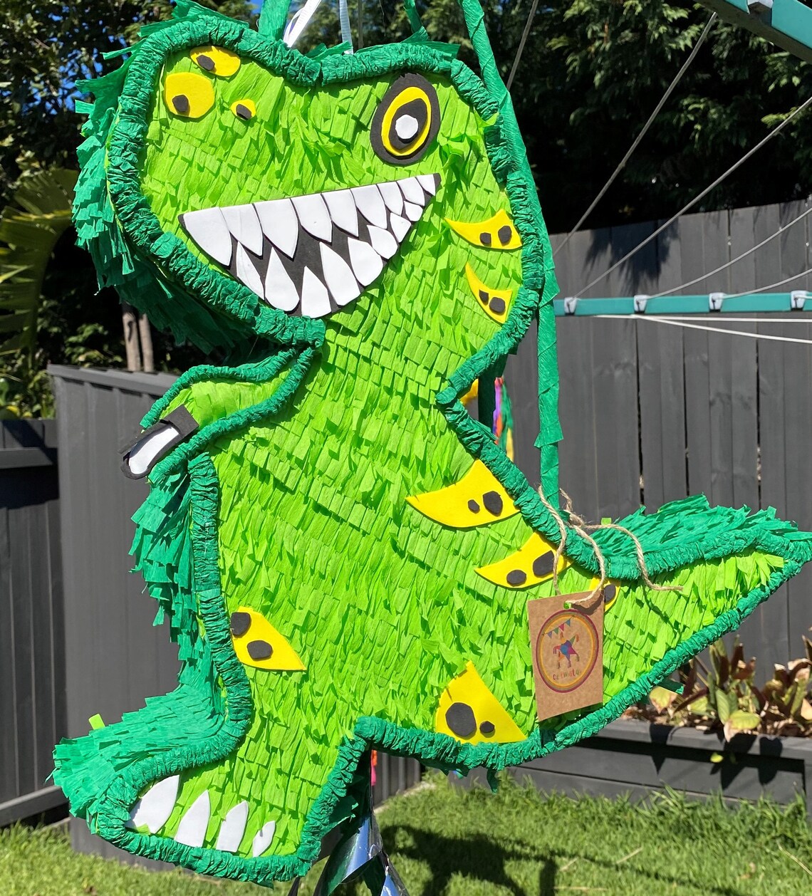 Green Dinosaur Pinata Birthday Party Celebration Pull String Etsy