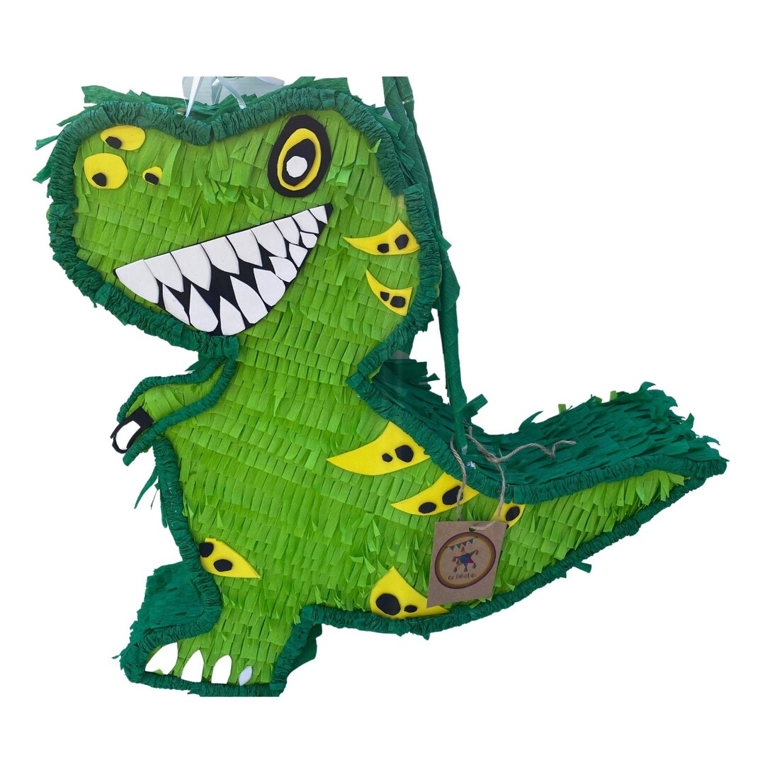 Green Dinosaur Pinata Birthday Party Celebration Pull String Etsy