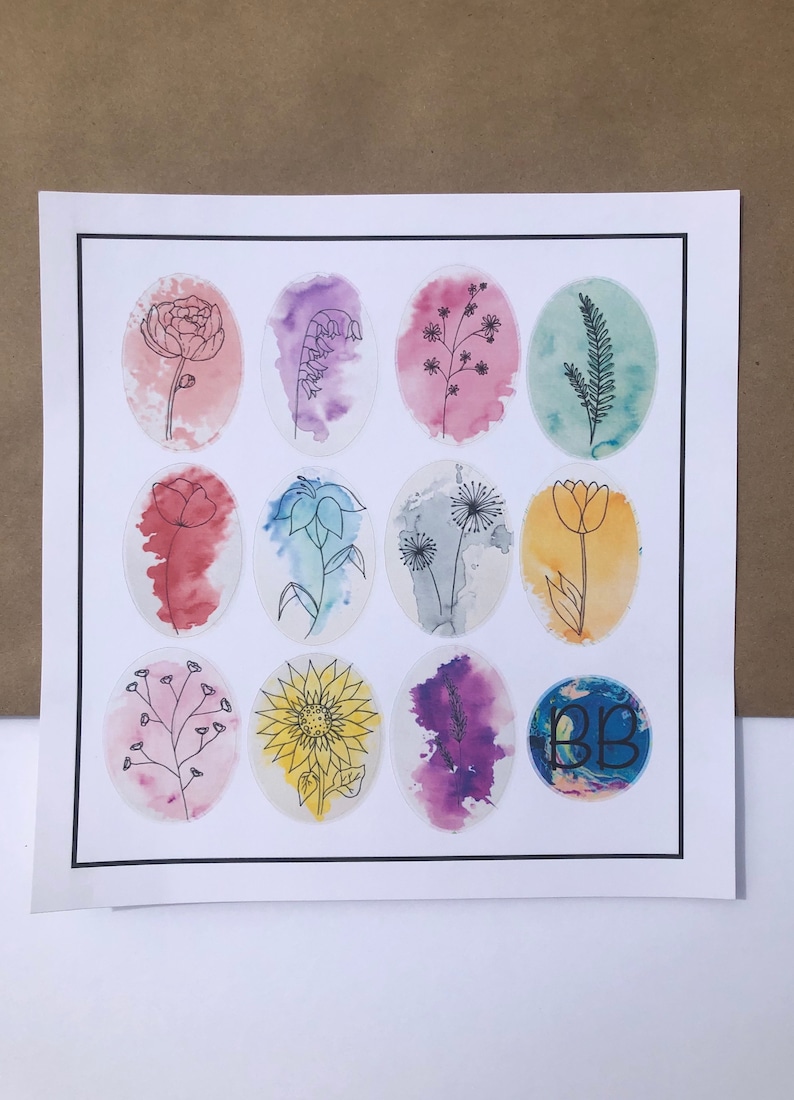 Watercolour Flower Sticker Sheet