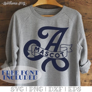 Een monogram SVG PNG DXF & Eps met gratis lettertype om aan te passen met teamnaam voor voetbal | Basketbal | Honkbal | Voetbal | Volleybal | Juich