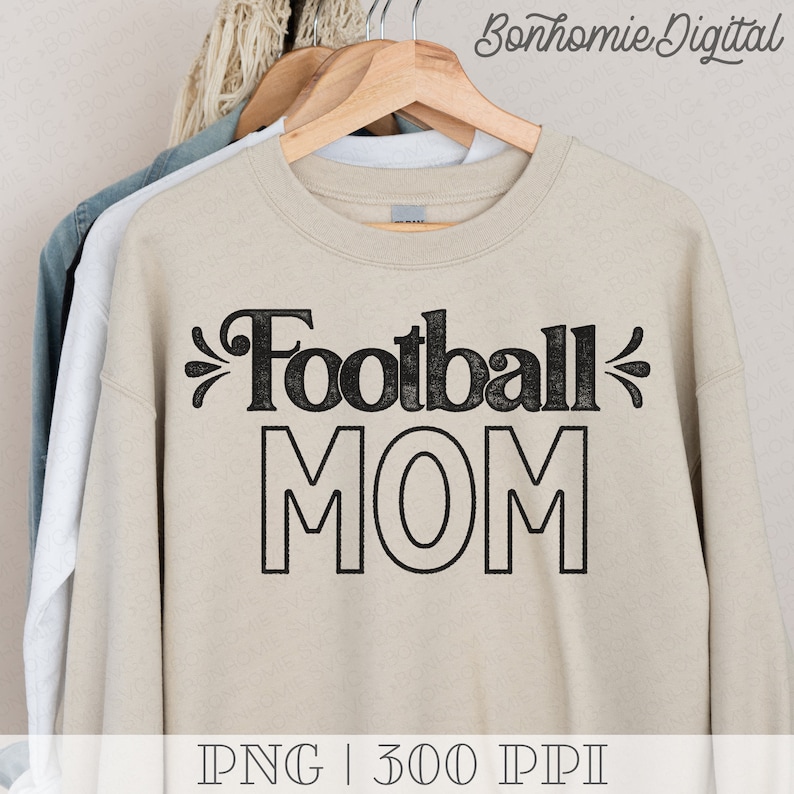 Football Mom Png Distressed Digital Design for Sublimation or Screen
