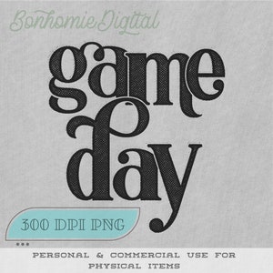 Game Day PNG: 風合いのあるハーフトーンデザイン (デジタルダウンロード) 画像 4