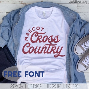 Cross Country SVG PNG DXF com fonte grátis | Nome da equipe personalizado | Design da camisa da mãe do país transversal | Mascote escolar personalizado | Rastrear arquivos cortados