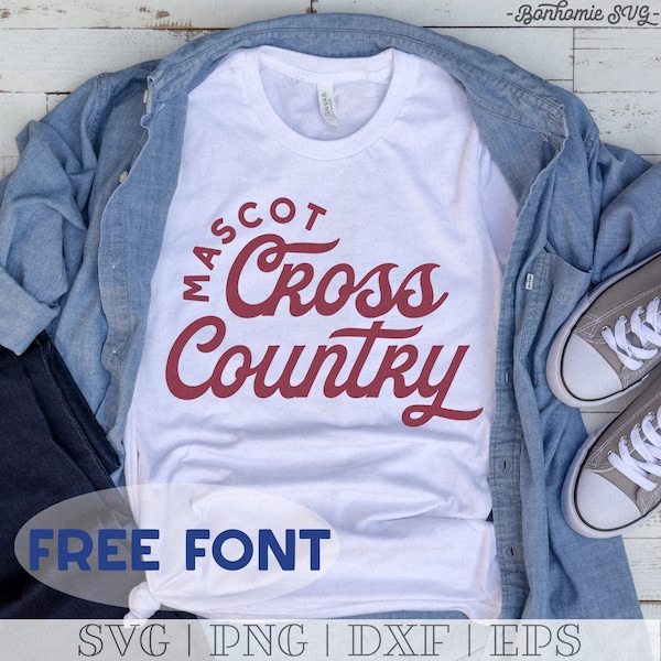 Cross Country SVG PNG DXF with Free Font | Custom Team Name | Cross Country Mom Shirt Design | Custom School Mascot | Track Cut Files