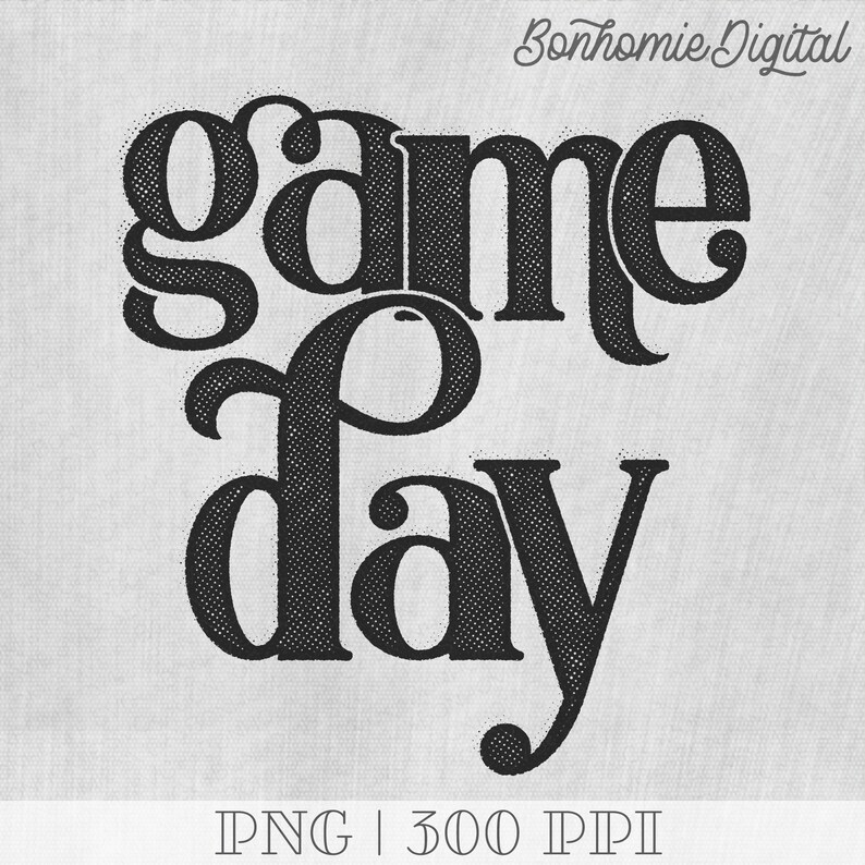 Game Day PNG: 風合いのあるハーフトーンデザイン (デジタルダウンロード) 画像 2