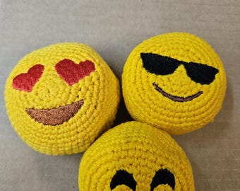 Bundel Emoji gehaakte hacky-sacks van 3 stuks