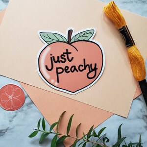 Peach Sticker | Just Peachy | Vinyl Sticker | Gift for Her | Laptop Sticker | Waterproof Sticker | Hydro Flask Sticker