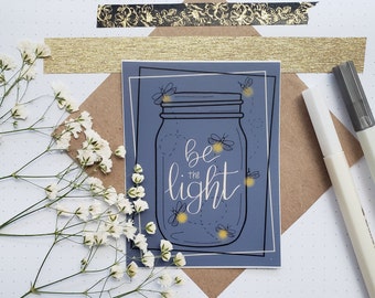 Be The Light Sticker: Fireflies in a Jar, Waterproof Vinyl