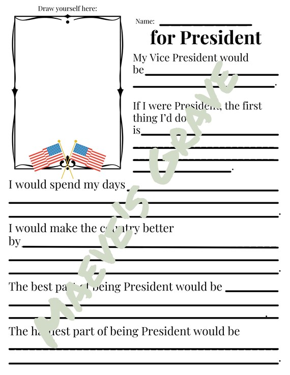 If I Were President Worksheet - Etsy if-i-were-president-worksheet-etsy
