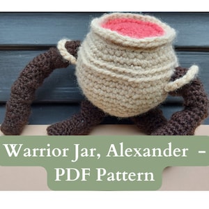 Warrior Jar, Alexander haak PDF-patroon. Geïnspireerd op de nieuwste Souls-game amigurumi Warrior-pot.