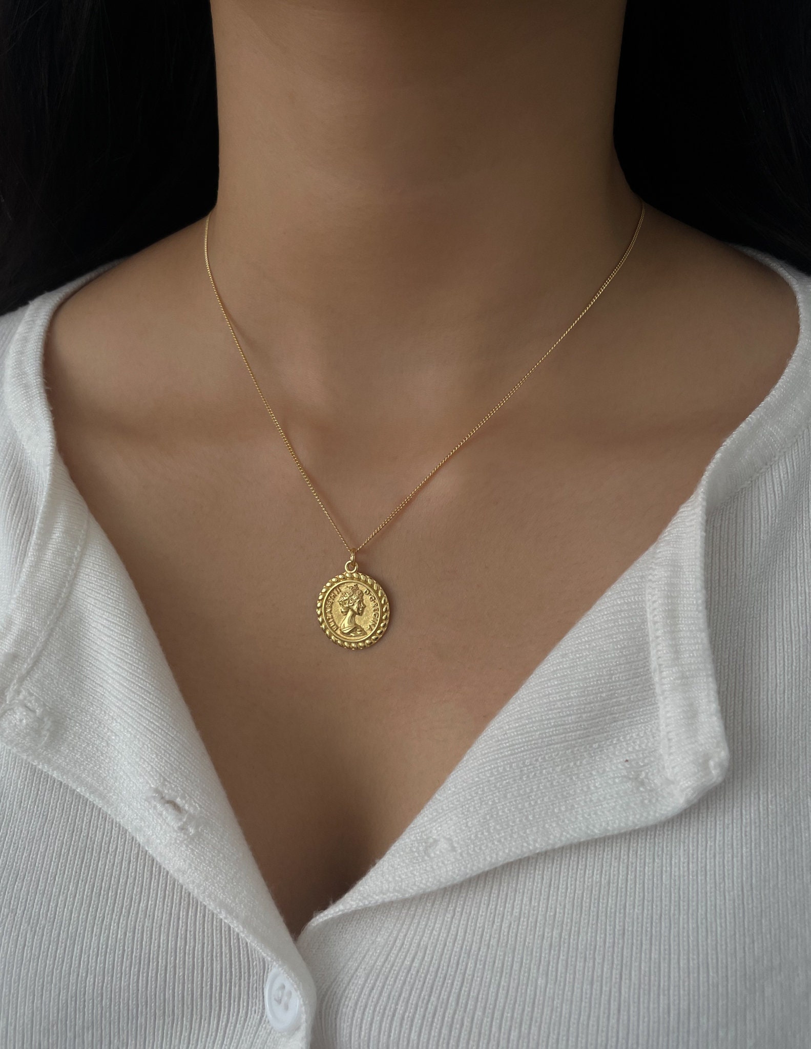 18k Gold Coin Necklace,dainty Gold Necklace,gold Coin Pendant Jewelry
