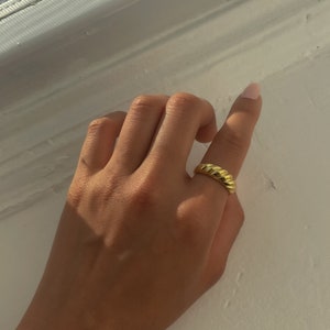 18k Gold Croissant Ring,Dainty Gold Ring,Minimalist Ring, Gold Dome Ring,Gold Plated Ring,Stackable Rings,Minimal Jewelry,Adjustable Ring