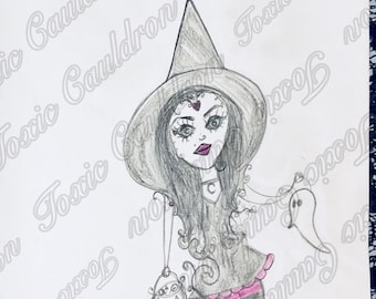 Trick or Treating Witch Art Print