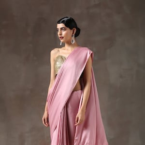 Bollywood Designer Party Wear Satin Saree With Sequence Work Unstitch Blouse Piece