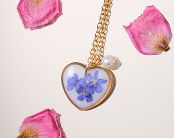 Forget me not bouquet resin necklace | Pressed Flower necklace | Blue flower necklace | Handmade resin flower necklace | For her | For mom