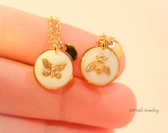 Resin insect necklaces | Bee necklace | Butterfly necklace | Gold plated stainless steel necklace | For her | For mom