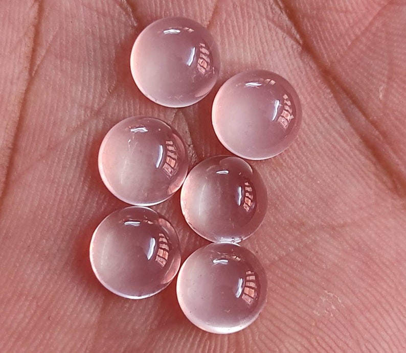 Natural Rosequartz Cabochon 8x8 MM Round Shape Calibrated Size Nice Quality Gemstone