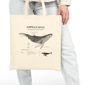 Hump Back Whale Tote Bag, Eco-Friendly Grocery Bag, Beach Bag, Reusable Shopping Tote, Fun Gift for Ocean Lovers, Beach Tote, Marine Life