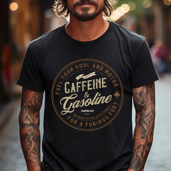 Caffeine & Gasoline t-shirt Motorcycle shirt Cafe Racer Shirt Coffee Biker Shirt Motorcycle Quote shirt Rider Shirt Unisex Cool Harley shirt