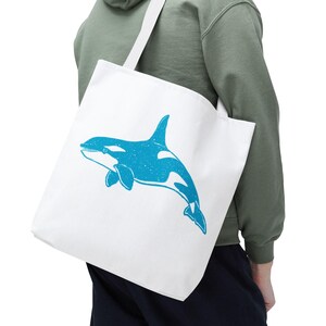 Sac fourre-tout orque, sac de plage amusant, cadeau pour la fête des mères, fourre-tout pour les amoureux des animaux, sac à provisions écologique, sac design orque